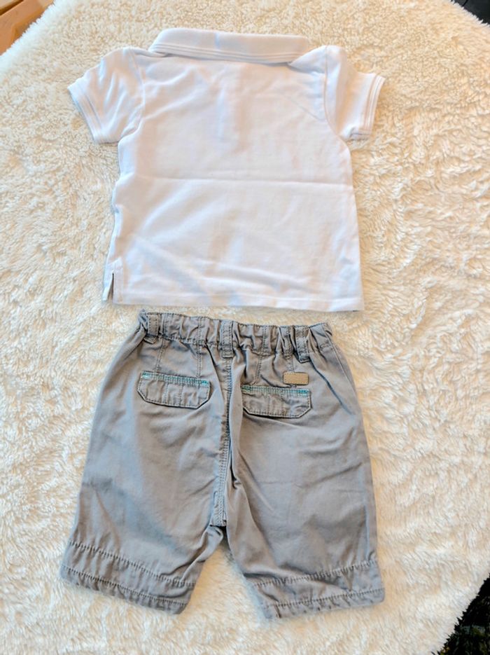 Ensemble polo blanc short gris - photo numéro 2