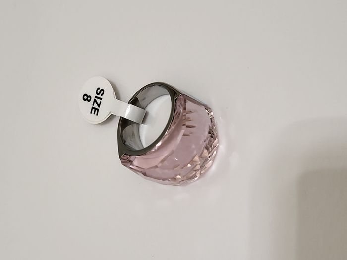 Bague acier inoxydable cristal rose taille 8 - photo numéro 2