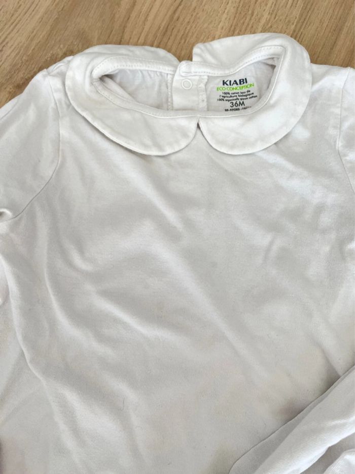 Lot de 2 t shirts manches longues blanc à col et imprimé fille taille 3 ans - photo numéro 3