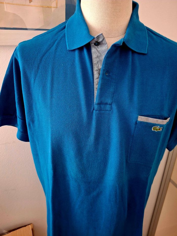 Polo Lacoste homme taille 7 ou XXL bleu drapeau - photo numéro 2