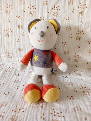 Doudou peluche souris sucre d'orge