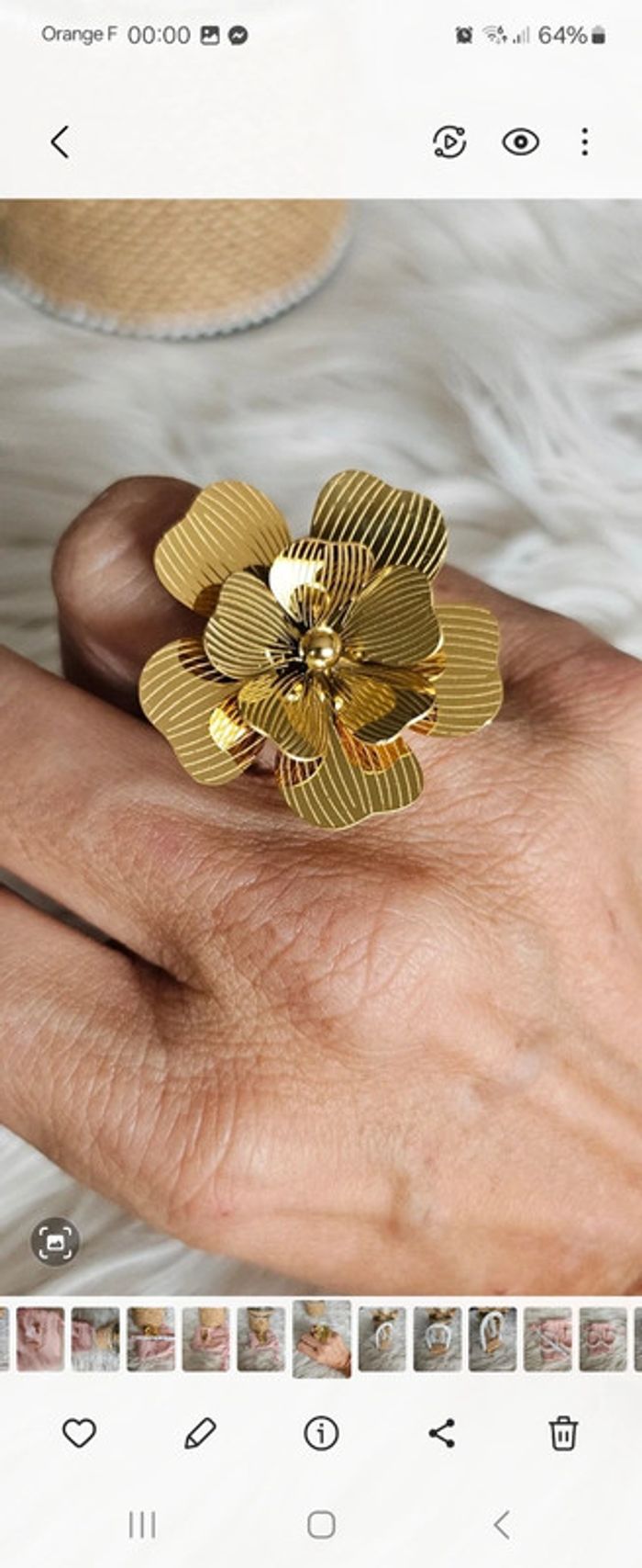 Bague ajustable fleur