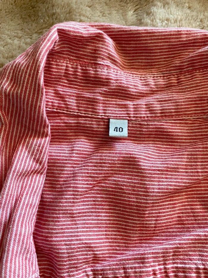 Chemise légère rayée rouge et blanc - photo numéro 3