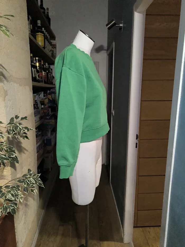 Pull court vert Zara taille S - photo numéro 2