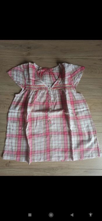 Blouse chemise à manches courtes à carreaux Lisa rose 10 ans