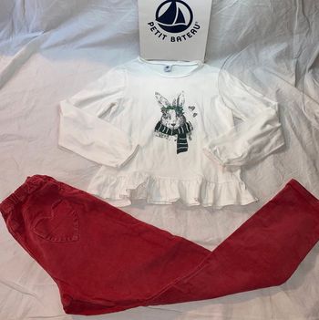 ensemble tshirt + pantalon velour (plus rose en vrai) Petit Bateau 10 ans