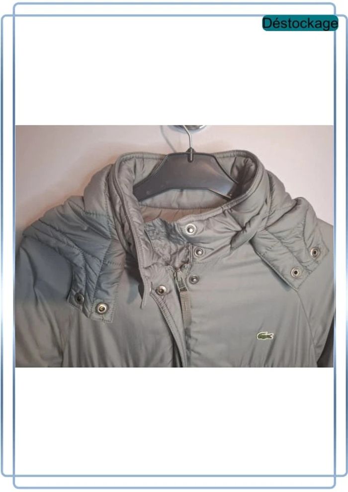 Doudoune Lacoste grise femme taille M - logo brodé - photo numéro 6