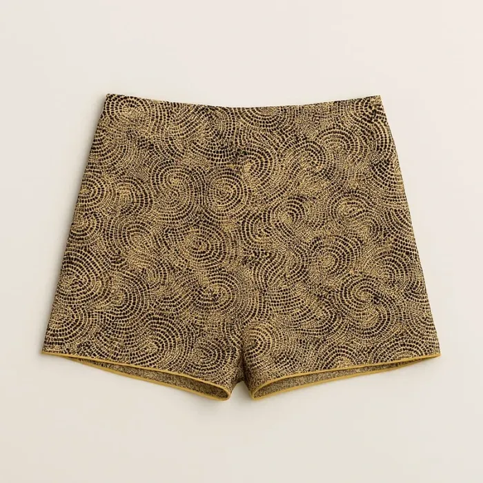Short moutarde noir crème Akoz Taille M - photo numéro 2