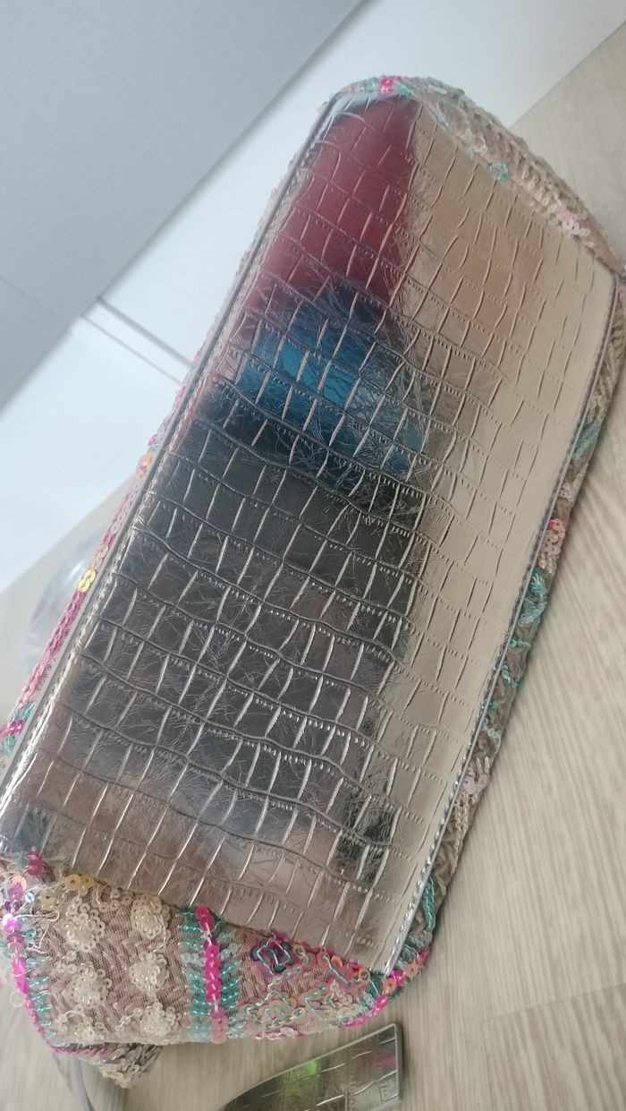 Sac à main neuf en rafia sequins - photo numéro 4
