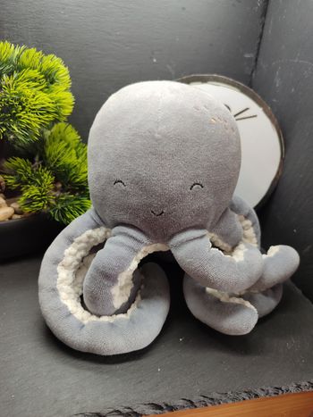 Peluche pieuvre Little dutch Ocean Poulpe tentacules gris doré blanc Ld4804