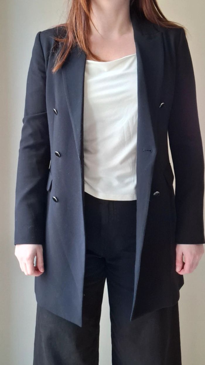 Veste de blazer longue camaïeu - photo numéro 3