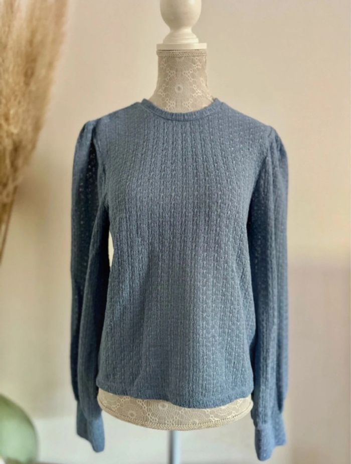 Pull en maille bleu Kiabi taille 38 M