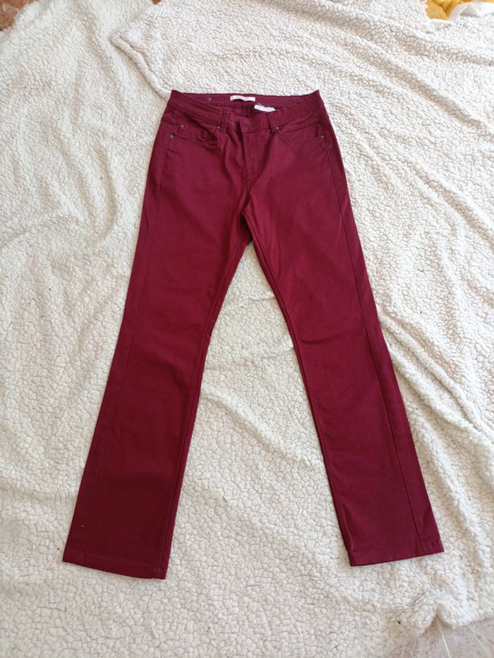 Pantalon bordeaux slim droit femme Camaïeu #vintage