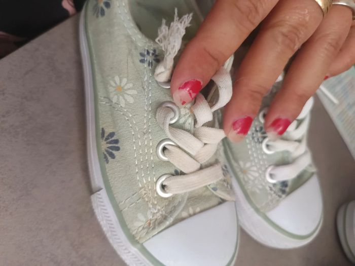 Basket verte claire marguerite 23 lacet élastique - photo numéro 4