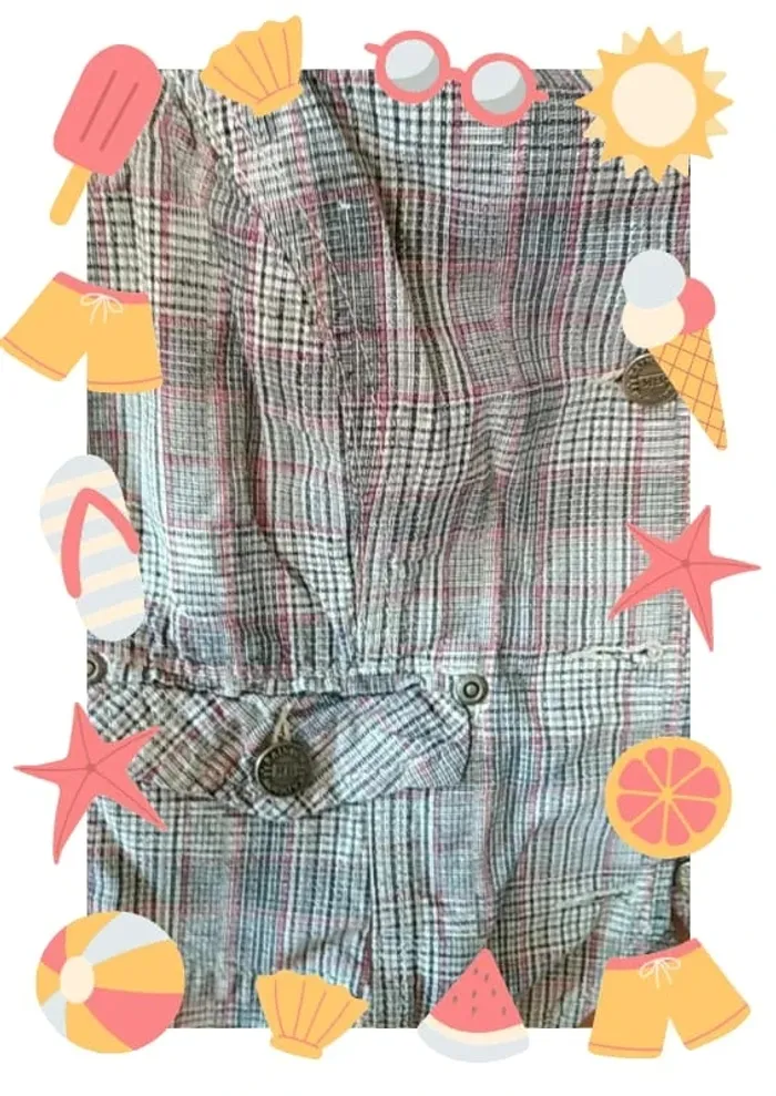 Ensemble pantacourt et boléro/gilet sans manches à carreaux - photo numéro 5