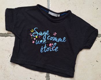 T-shirt noir court Eldys message - 3 ans