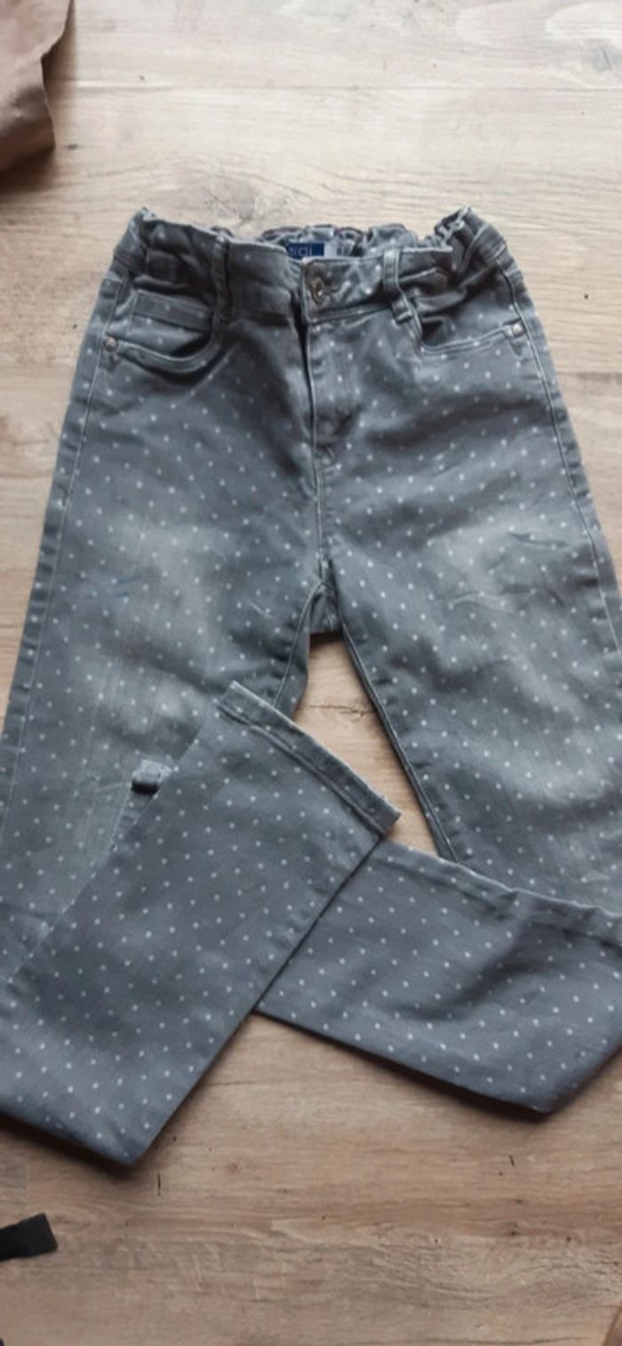 Pantalon gris à pois blancs 12 ans Okaidi