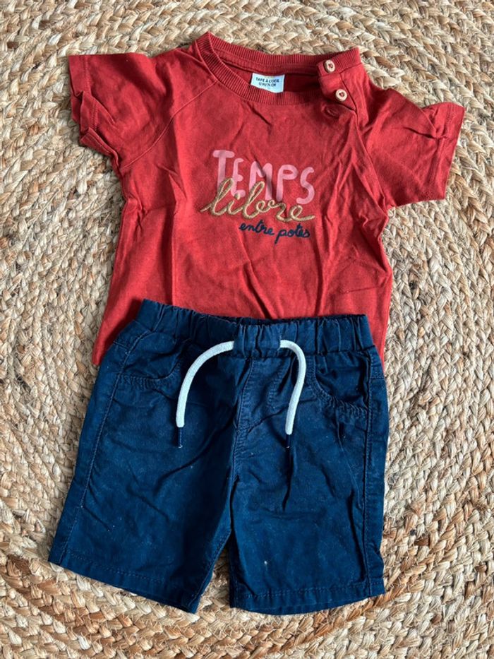 Ensemble été short tee shirt tape à l’œil 12 mois - photo numéro 2