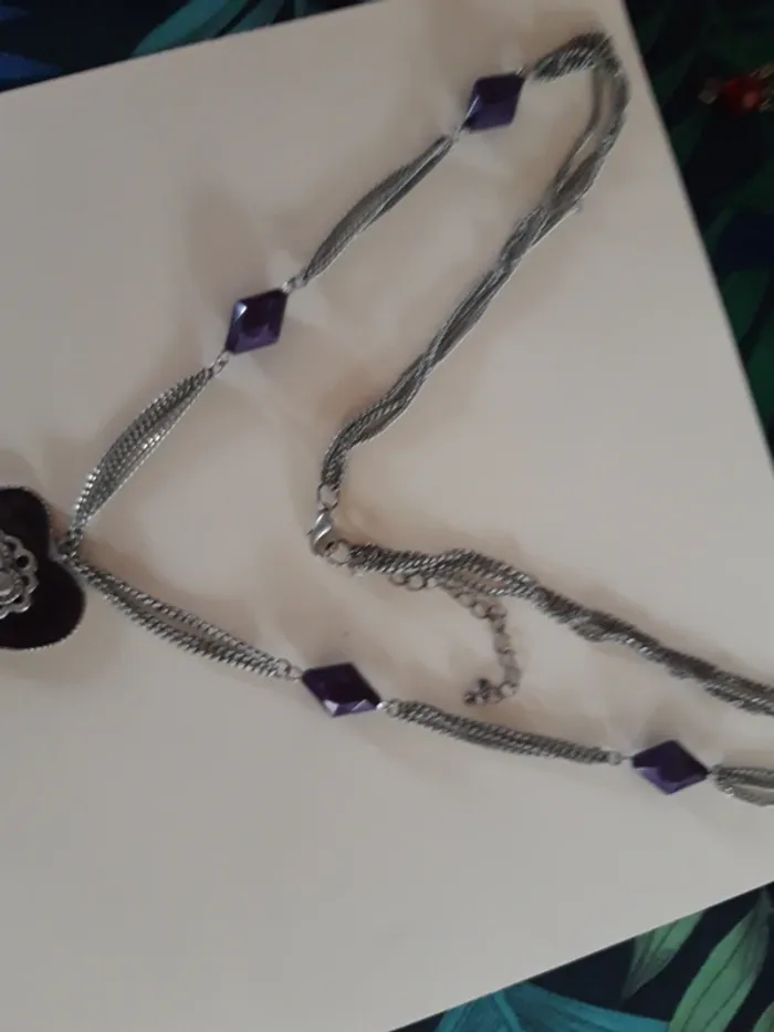 Sautoir coeur violet - photo numéro 4