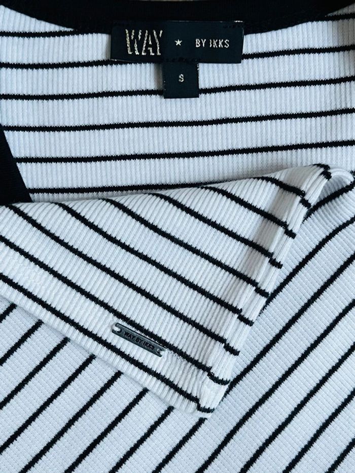 T-shirt crop top à rayure IKKS T-14 ans/ S S - photo numéro 3