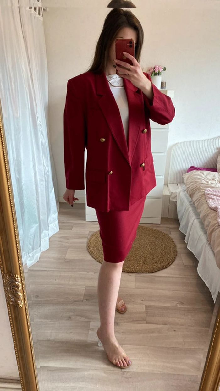 Ensemble tailleur jupe crayon et blazer vintage - photo numéro 3
