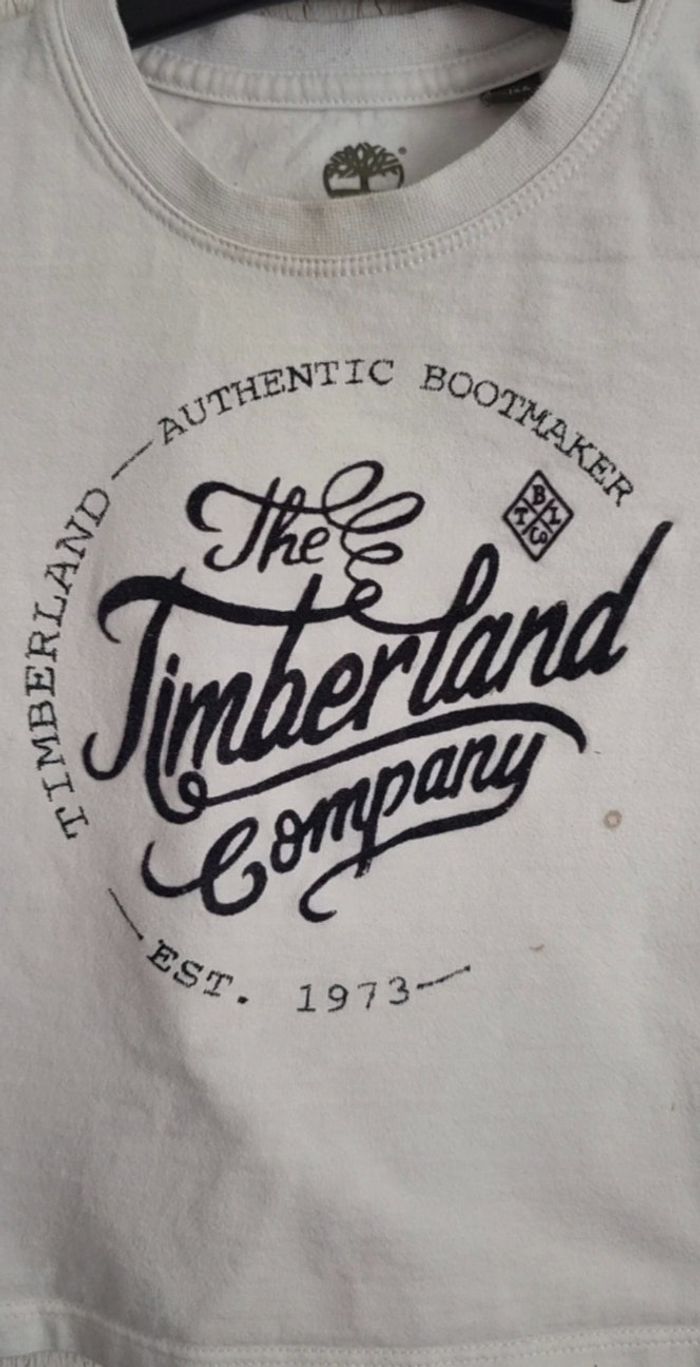 Tee shirt manche longue blanc timberland taille 2 ans 86 cm petites taches - photo numéro 2