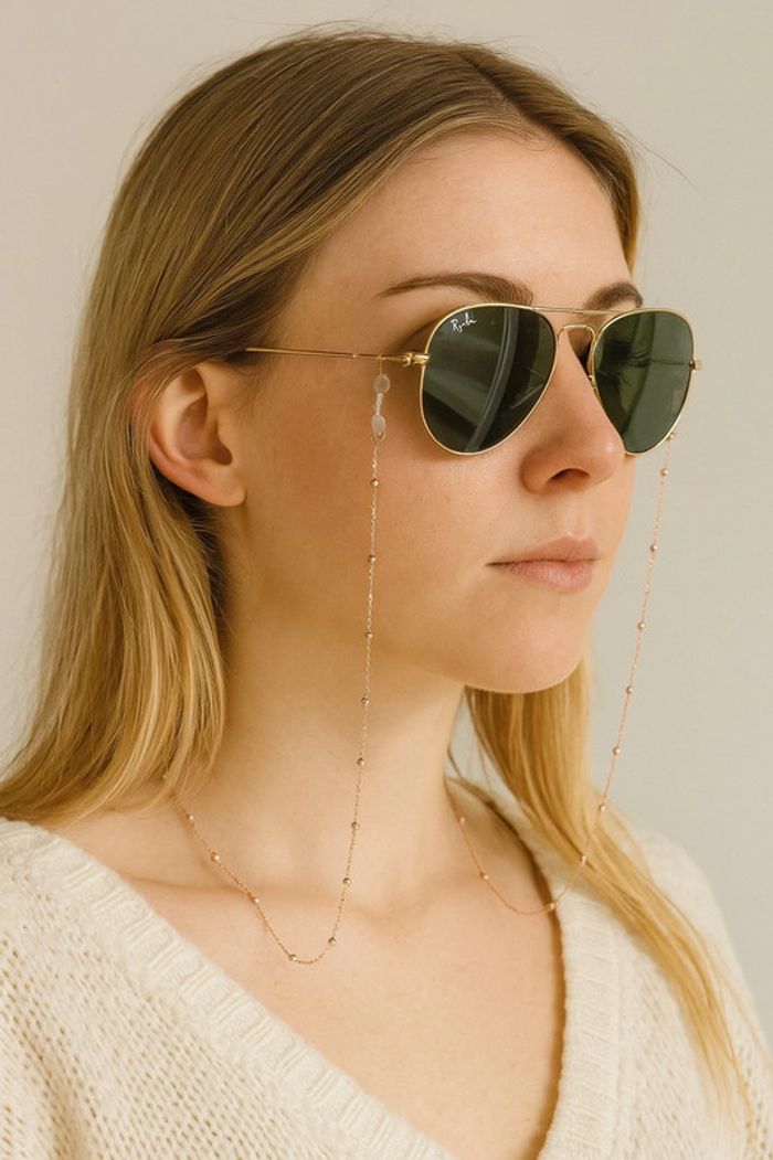 Chaîne lunettes perles dorées – style bijou – Neuf