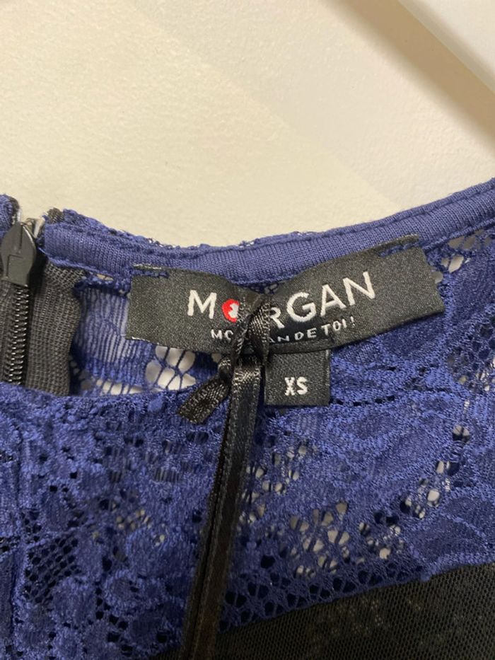 Superbe haut sexy dentelle bleu et noir neuf Morgan taille 34 - photo numéro 6