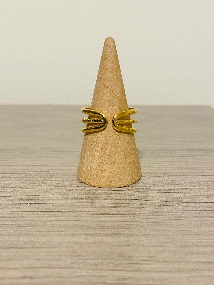 Bague ajustable doré triple anneaux acier inoxydable - photo numéro 3