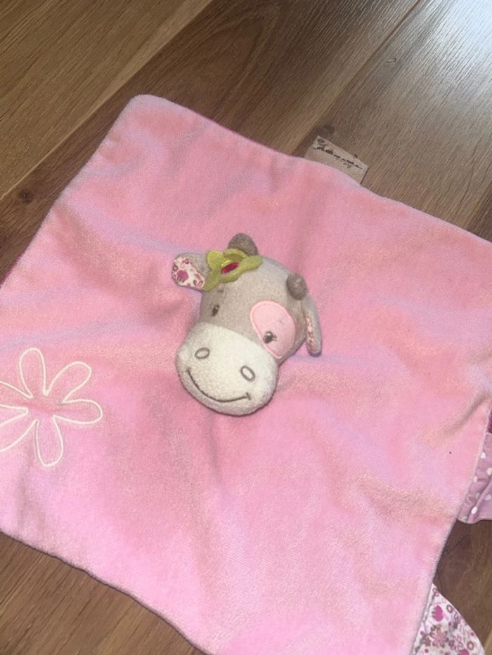 Doudou vache girafe rose fleurs nattou - photo numéro 2