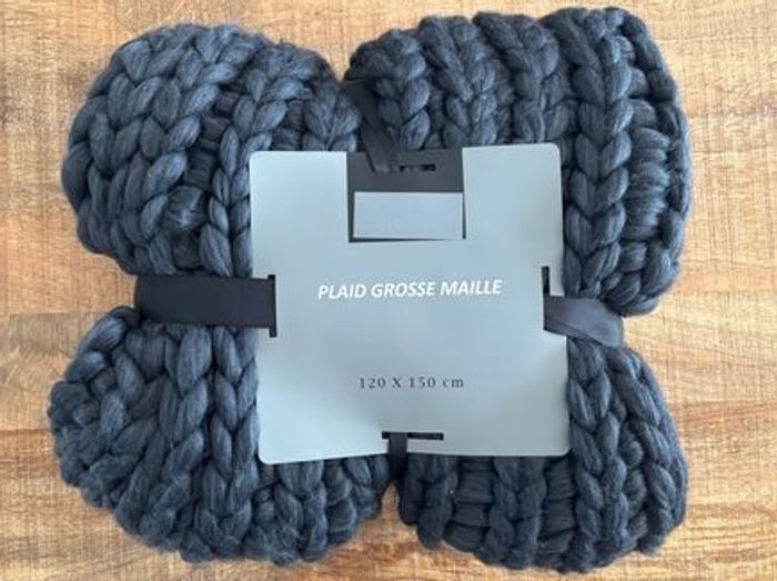 Plaid Grosse Maille Tendance - Gris Anthracite - Neuf étiquette