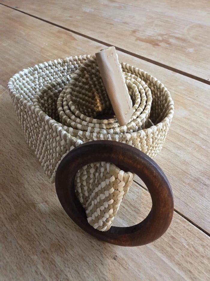 🌾 Ceinture en raphia tressé – boucle en bois naturel – style bohème / ethnique – 100 cm - photo numéro 5