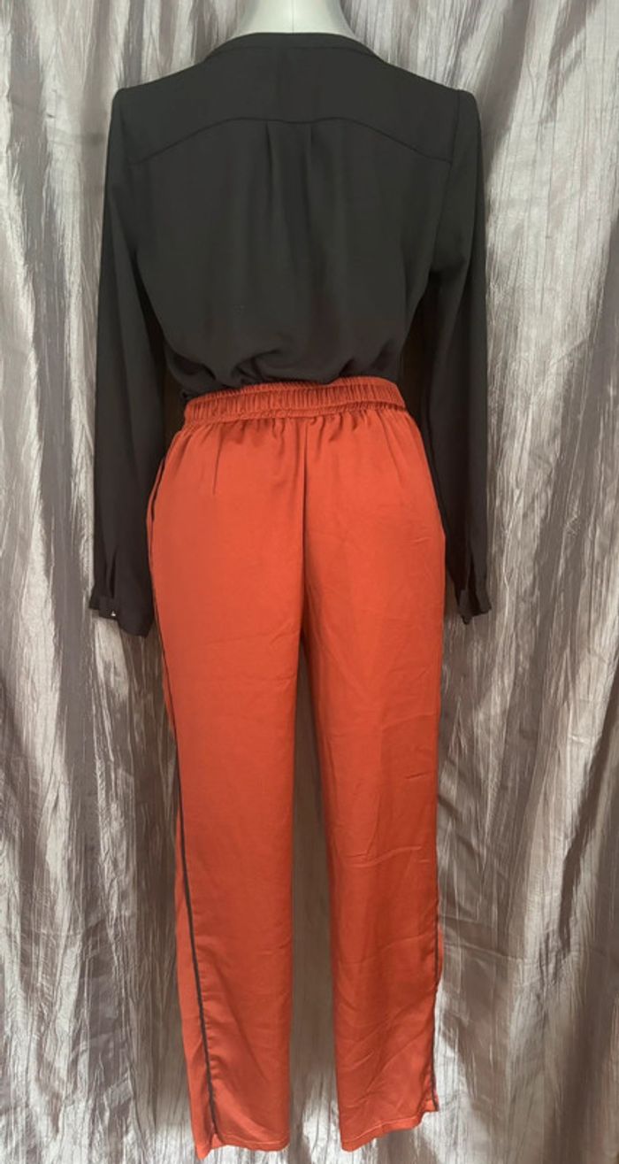 Beau pantalon fluide brique/terracota satiné S 36 - photo numéro 3