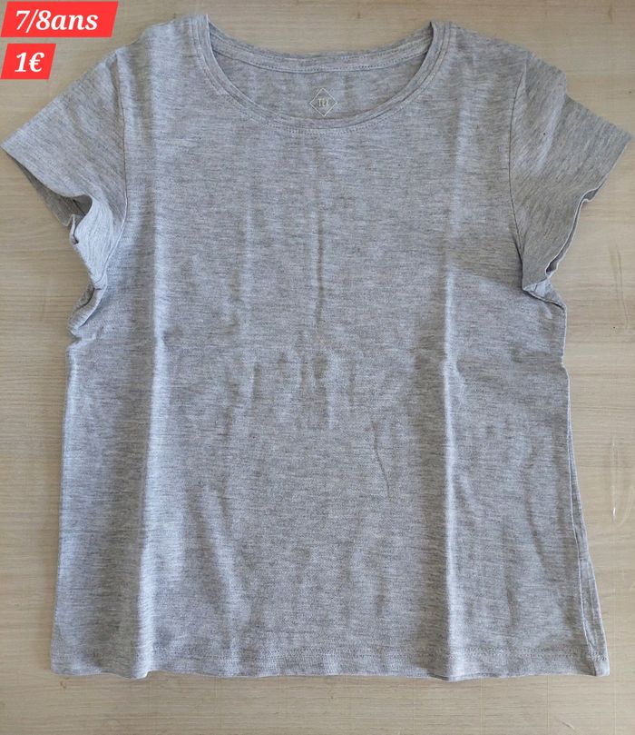 T-shirt uni gris garçon 7/8ans - photo numéro 2