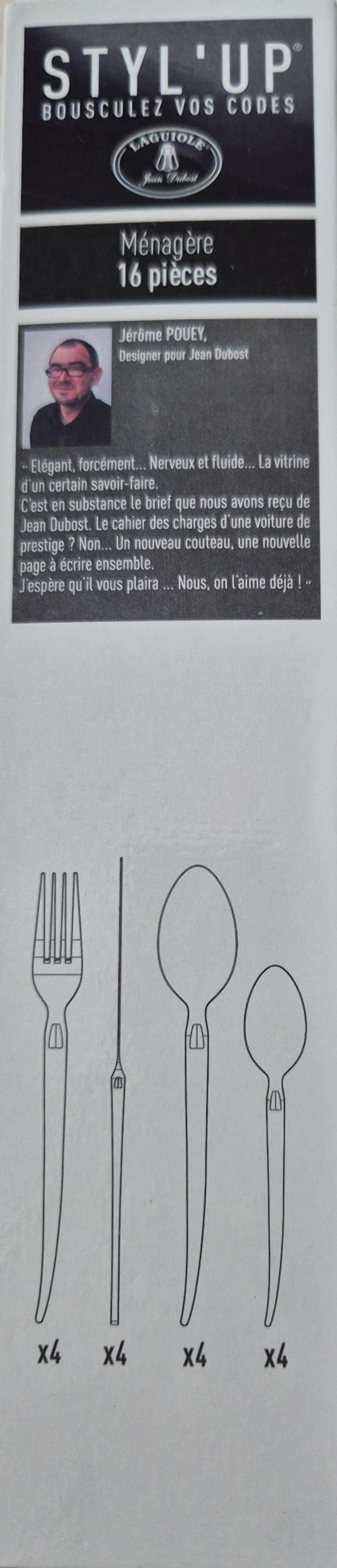 Ménagère 16 pièces styl'up laguiole jean dubost neuf - photo numéro 3