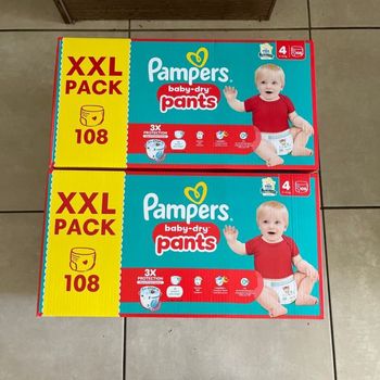 2 cartons couches t 4 pants pampers XXL pack