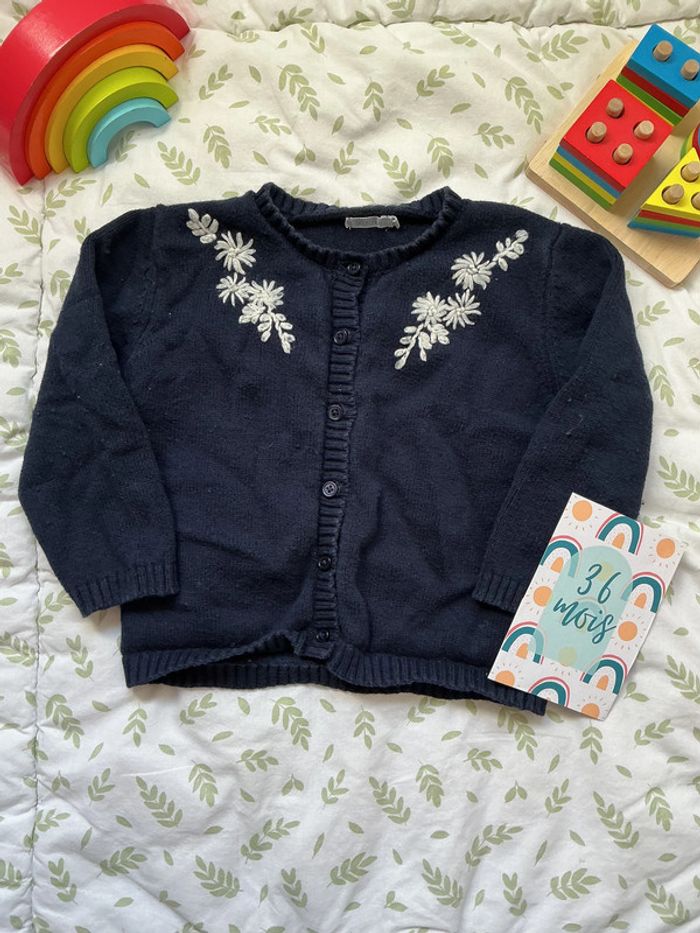 gilet marine avec broderie 36 mois bout'chou - photo numéro 2