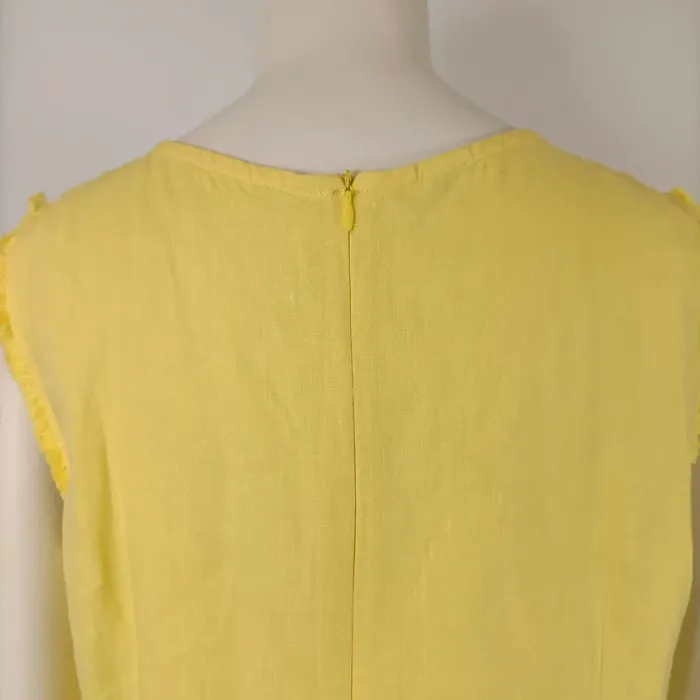 Robe jaune sans manches coton brodé détails ajourés taille M estimée A007 - photo numéro 7