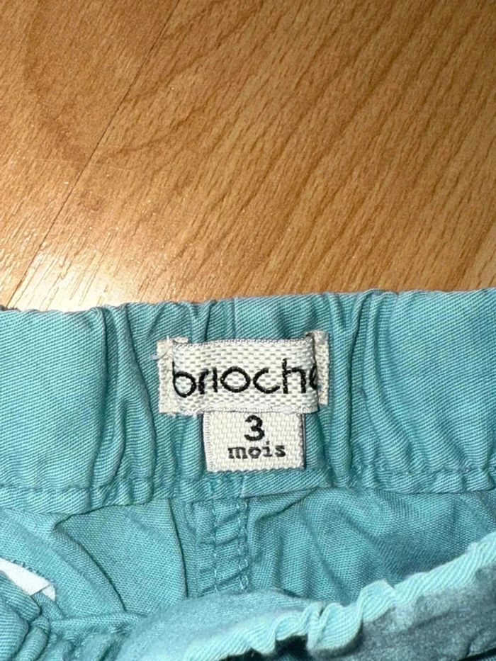 Pantalon chino turquoise Brioche - Bébé 3 mois - photo numéro 2