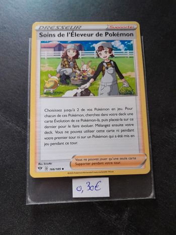 Carte Pokémon Soins de l'Eleveur de Pokémon 166/189