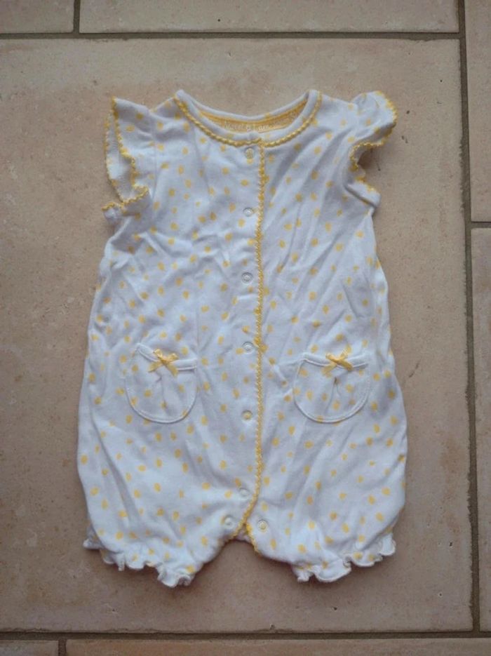 Barboteuse combinaison combishort été Fille 6 mois Baby club 100% coton