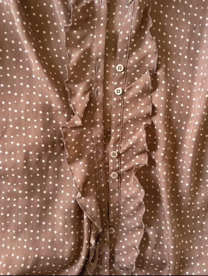 Chemisier effet, satine, marron stile Benetton taille s - photo numéro 2