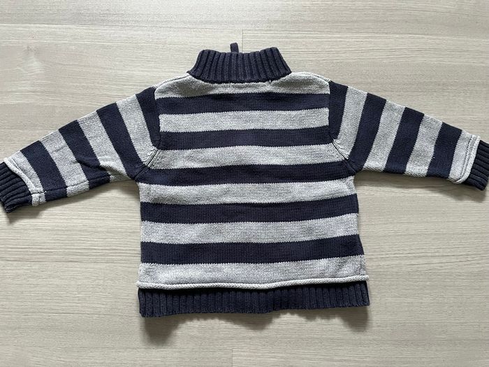 Gilet zippé rayé gris marine « 48 » 6 mois - photo numéro 4