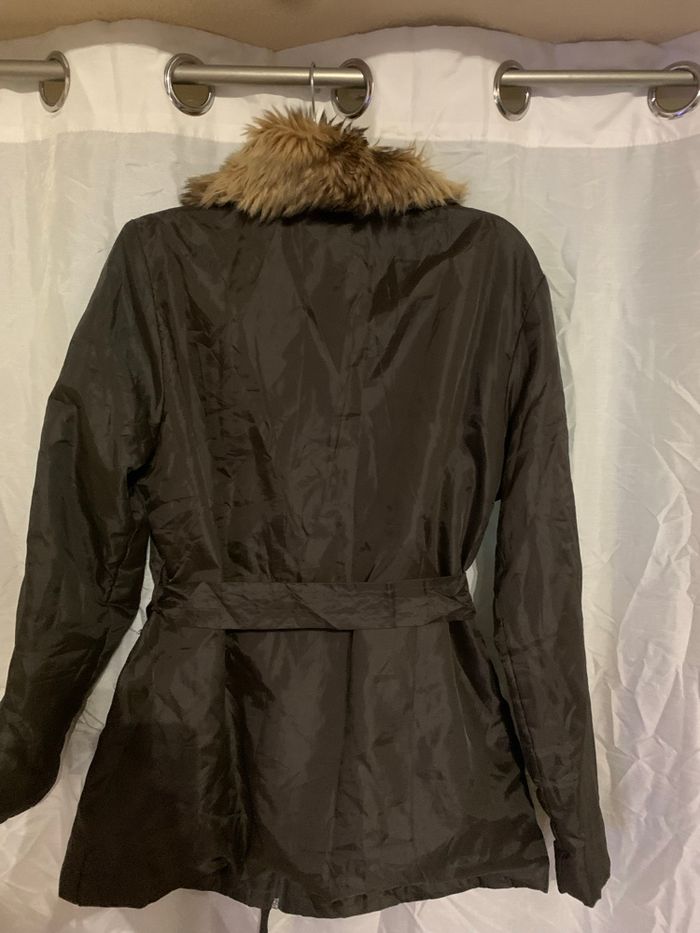 Blouson 3 suisses marron taille 42-44 mi saison tres bon état col détachable avec ceinture - photo numéro 4