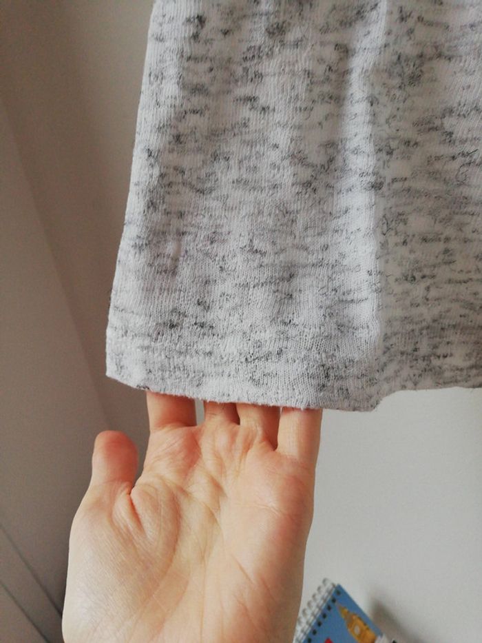 T-Shirt top gris clair col rond chiné lefties taille s - photo numéro 4