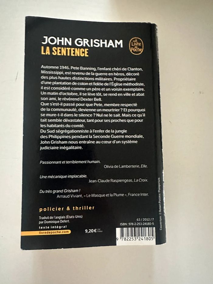 Livre La Sentence de John Grisham - photo numéro 2