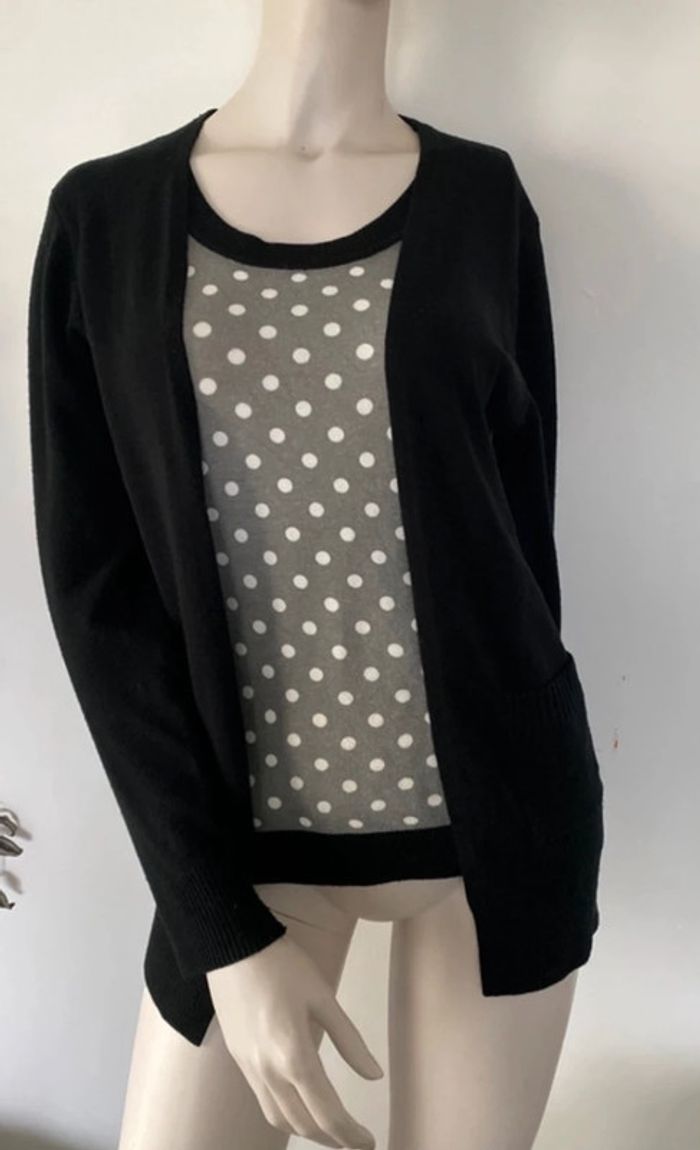 Joli pull faux gilet noir et gris Gerard Pasquier taille 40/42