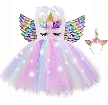 Déguisement Licorne bustier blanc LED et ces accessoires Taille 3-6ans