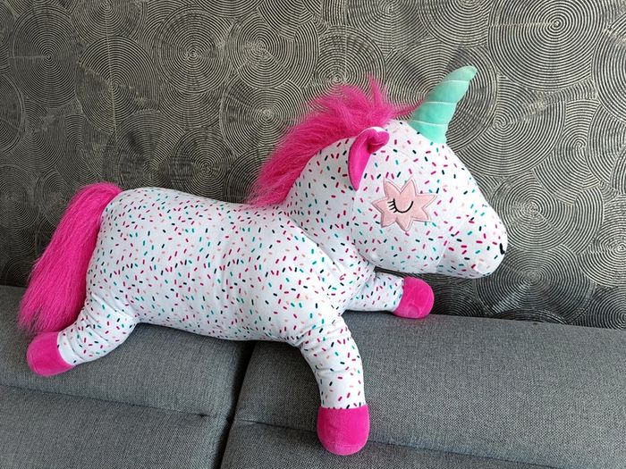 Grand Doudou peluche licorne dpam du pareil au même ( 65 cm de la queue au museau)