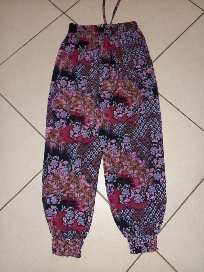 Pantalon fluide type sarrouel ton mauve/violet